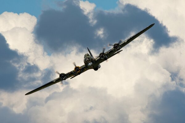 American bomber of the World War II period in the sky