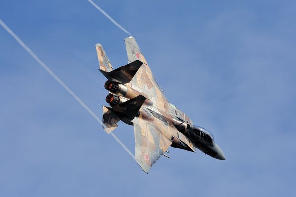 Incredible and fast fighter in flight mitsubishi f-15dj