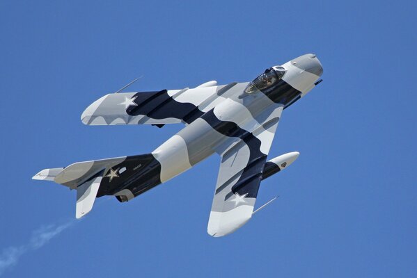 Soviet MIG-17 F jet fighter in flight