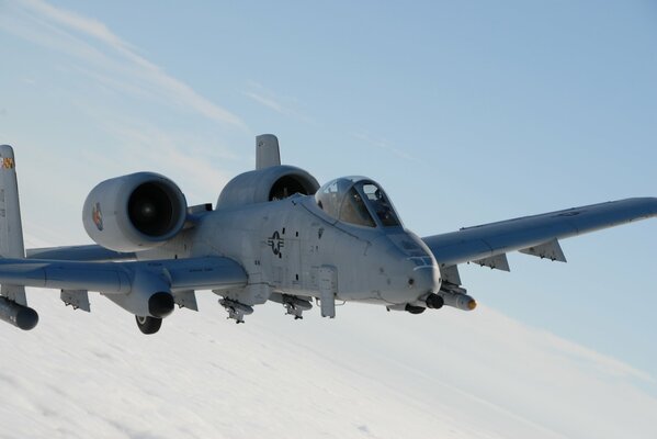 American armored, single-seat, twin-engine Thunderbolt attack aircraft in flight