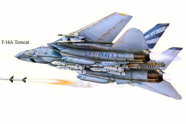 Lancio di un missile da combattimento americano F-14