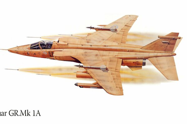 Atak samolotu myśliwskiego Jaguara, rysunek