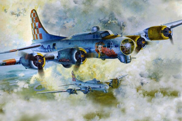 Рисунок американского тяжелого бомбардировщика. Совес