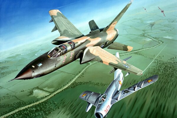 Dibujo de aviones de combate soviéticos