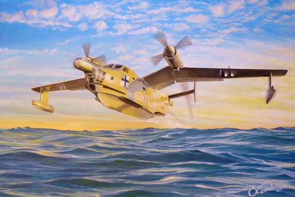 BE-12 anti-submarine aircraft over water