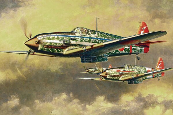 Art painting airplane Japanese