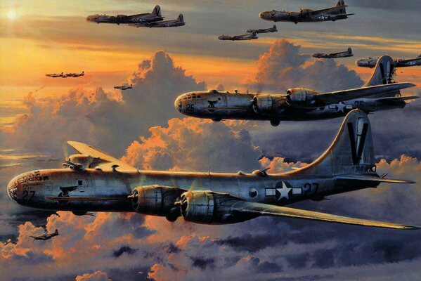 Kunst der amerikanischen Boeing-Bomber