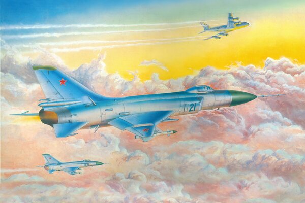 Soviet Su - 15 fighter in the sky