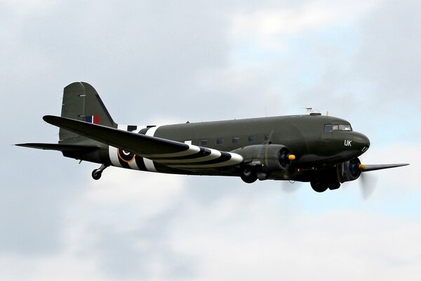 American military transport aircraft in the sky