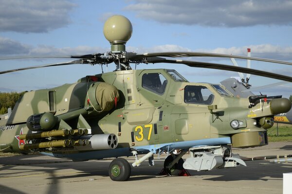 Russian attack helicopter at the airfield