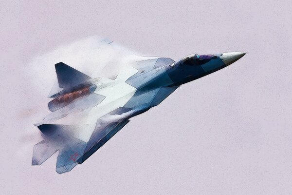 Blue Russian multi-purpose fighter T-50