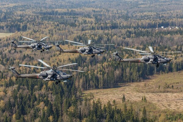 4 mi 28 attack helicopters over forests