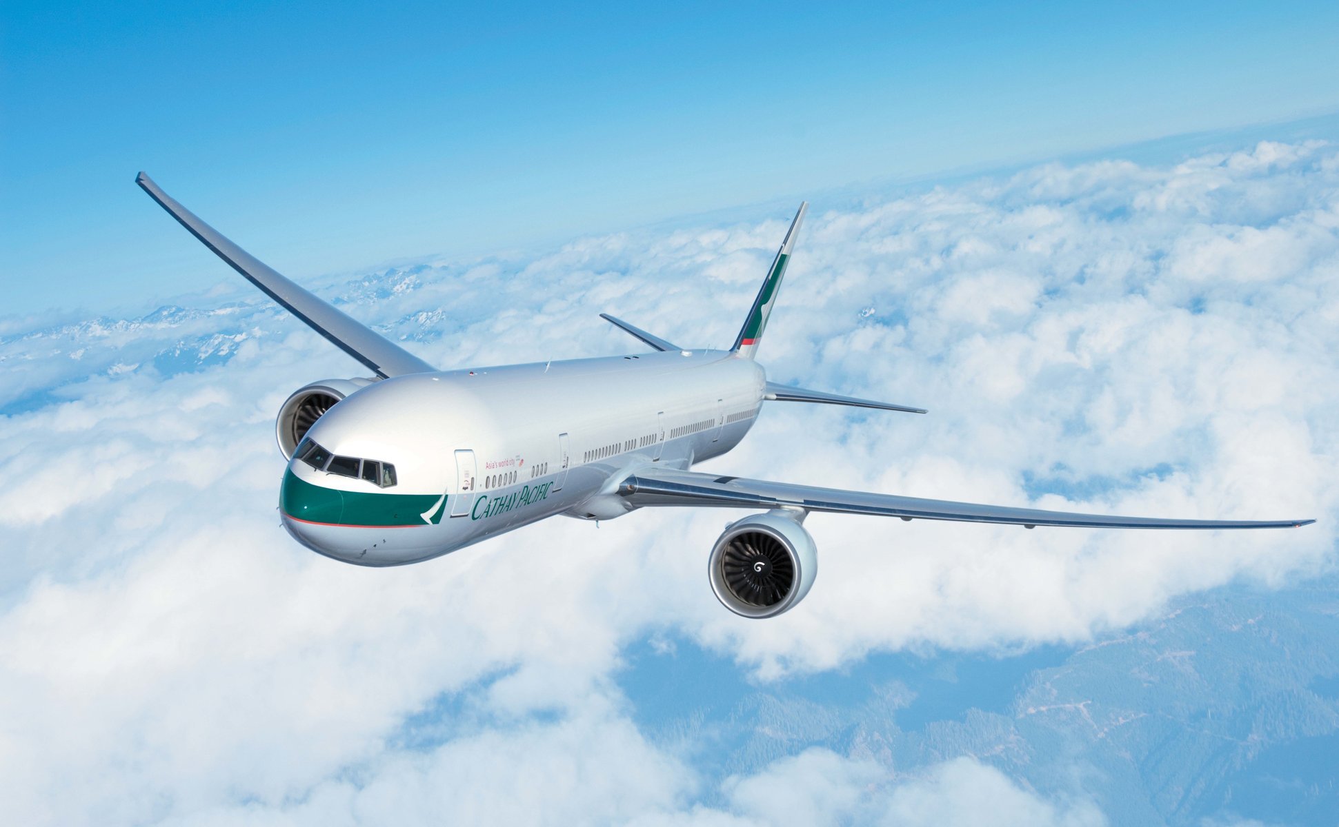 cathay pacific airbus a330 avion dans l air ciel vole nuages ailes aviation