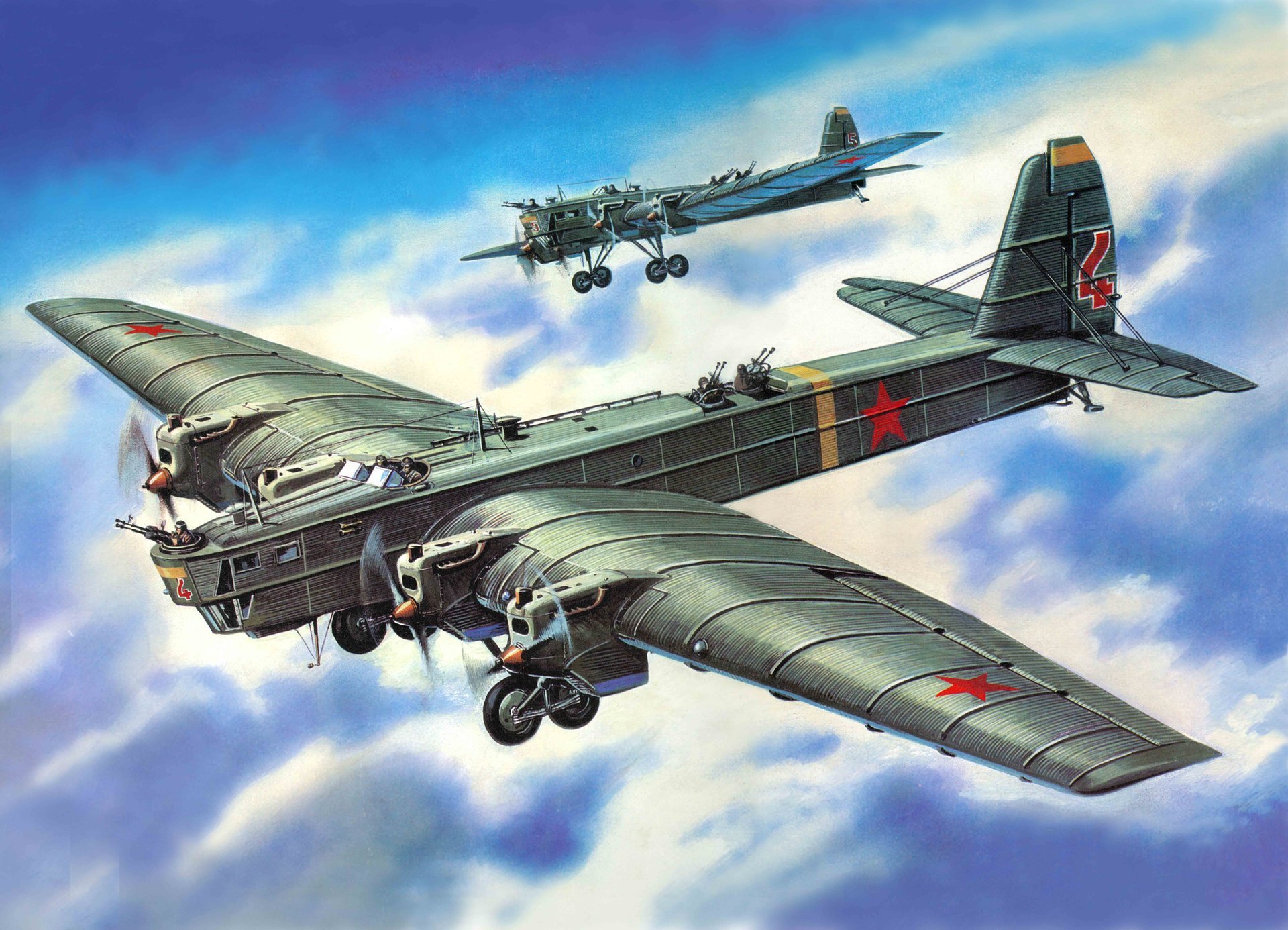 art avion tupolev tb-3 soviétique bombardier air force urss seconde guerre mondiale ww2