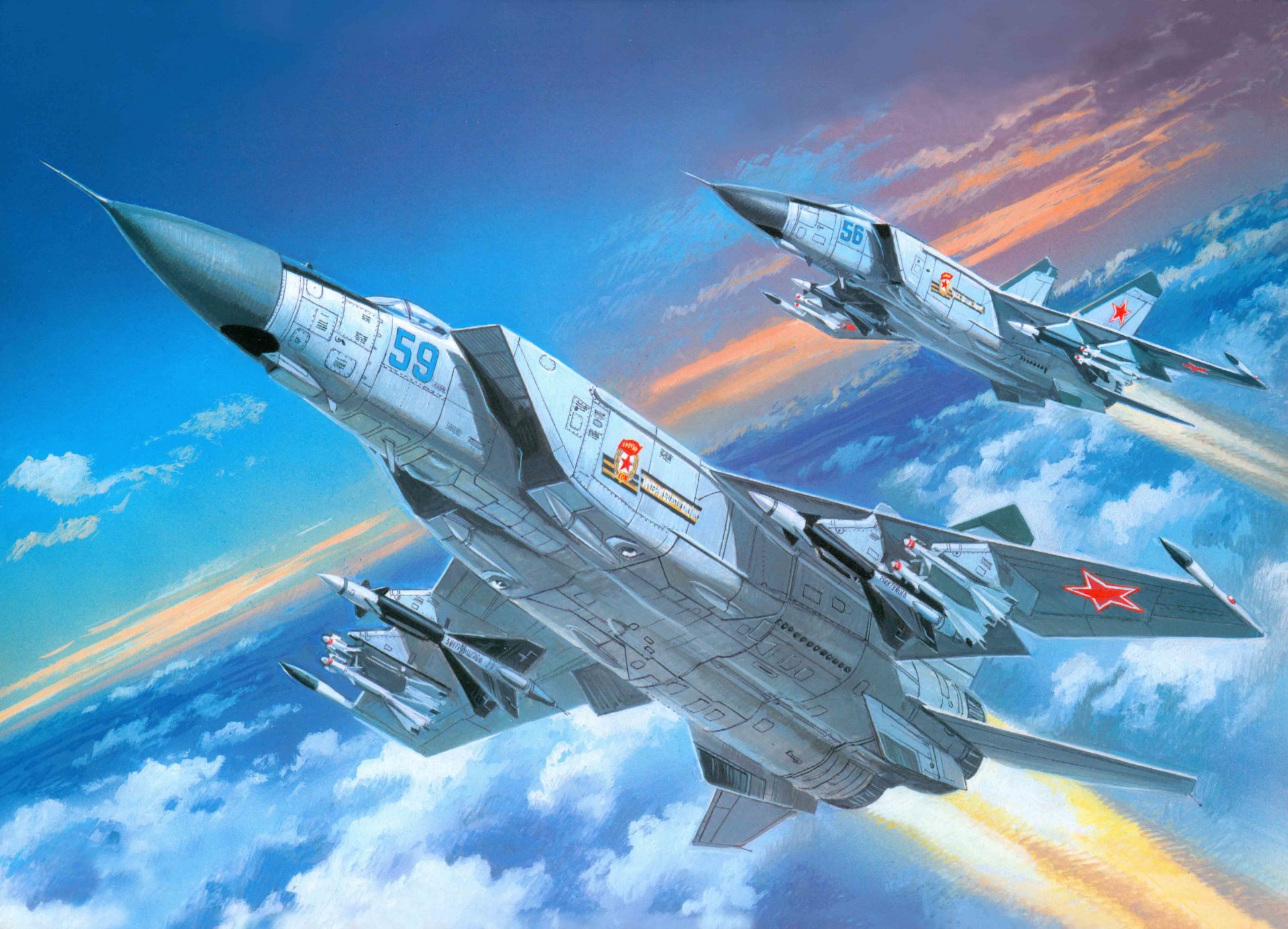 art avion mig-25 pd soviétique supersonique haute altitude chasseur intercepteur 3ème génération conçu design bureau mikoyan gurevich air force urss