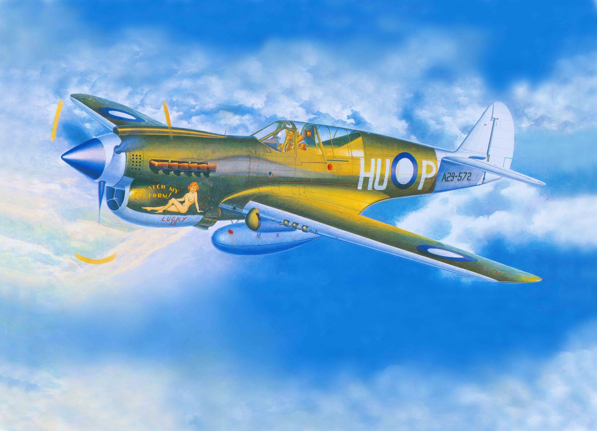 art samolot curtiss p-40 warhawk tomahawk kitehawk amerykański myśliwiec ww2