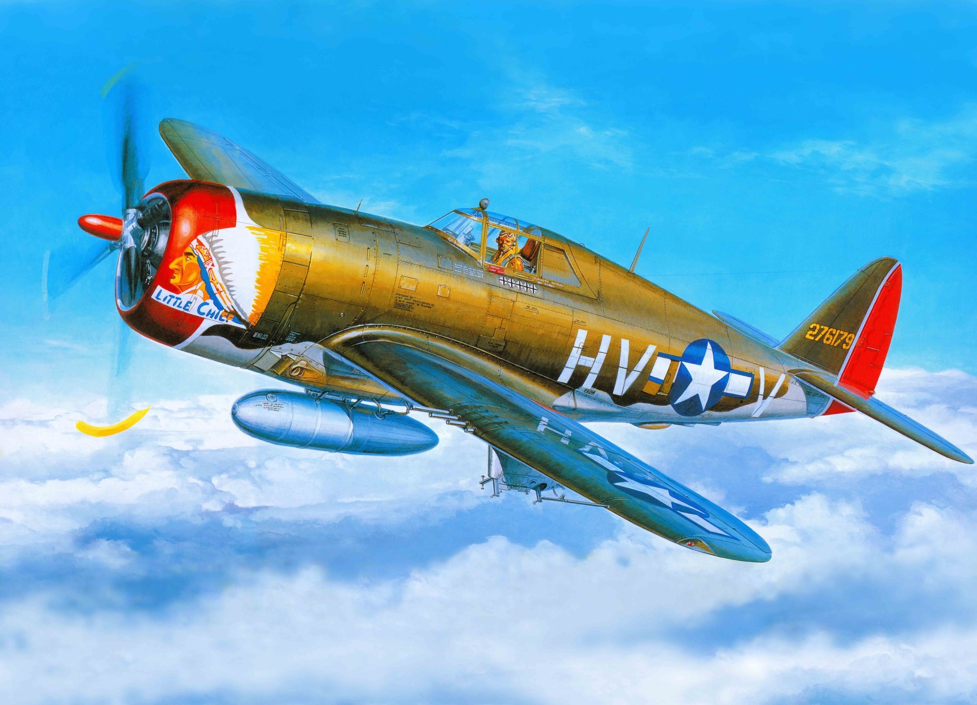 arte aereo repubblica p-47 thunderbolt combattente usaf bombardiere ww2