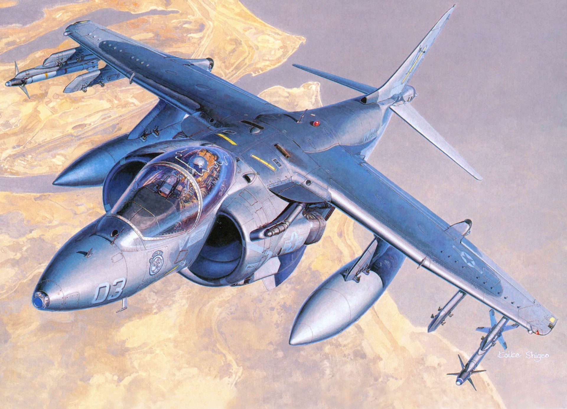 kunst flugzeug a.v.-8b harrier 2 mcdonnell douglas familie american stormtrooper vertikal start und landung navy usa