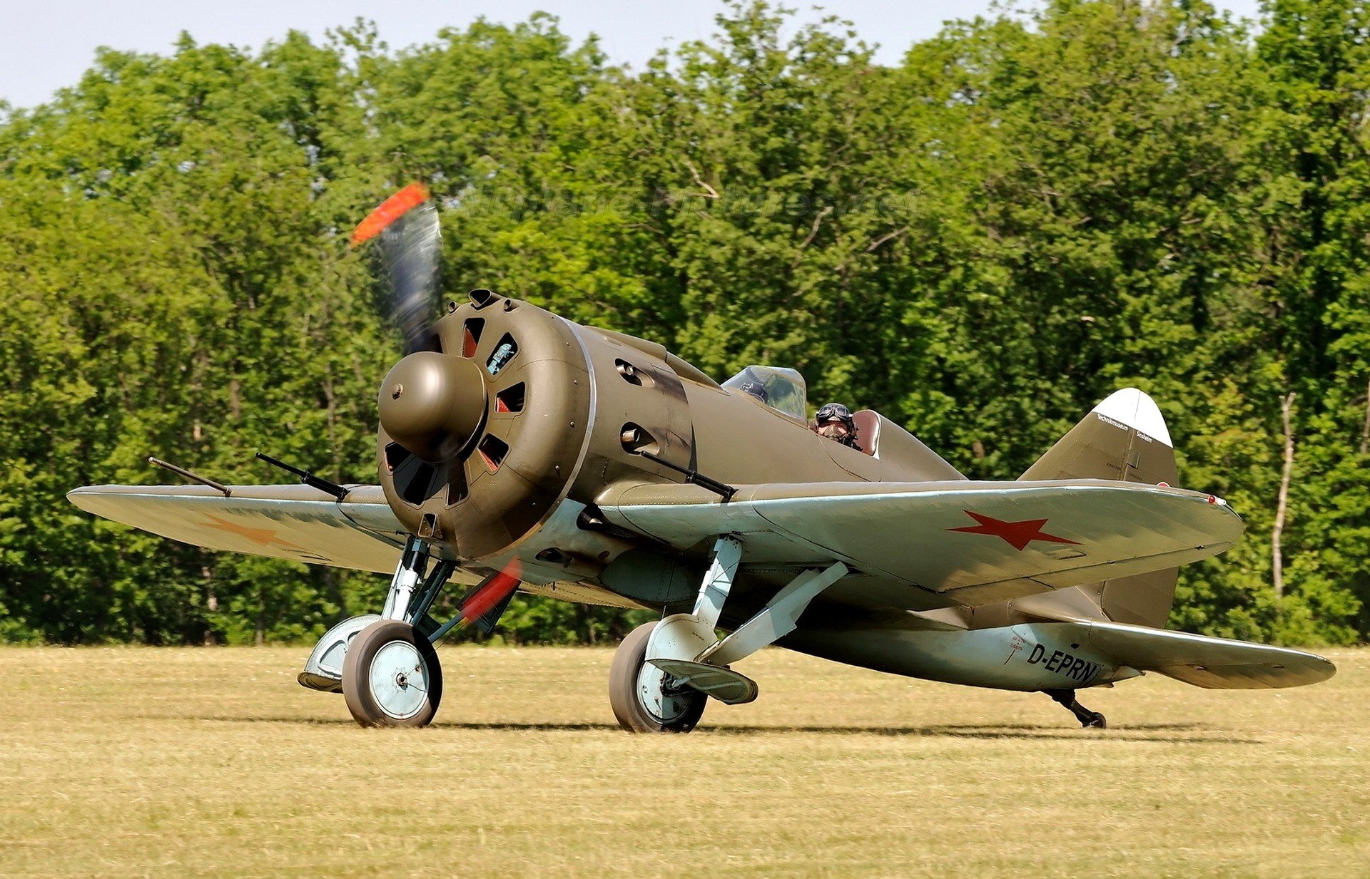 the field airport plane i-16 soviet fighter pilot ready for departure