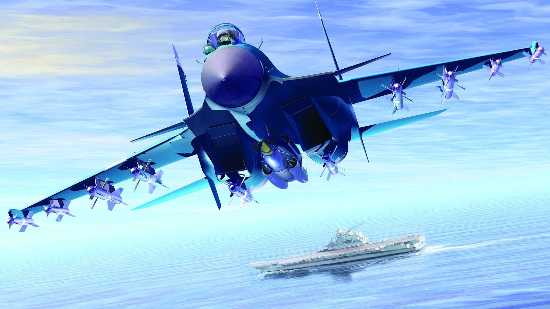 of the su-33 flanker-d carrier-based fighter kuznetsov the carrier sea rockets graphics art russian navy