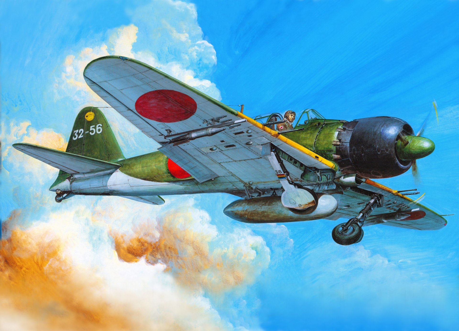 art samolot mitsubishi a6m5c zerosen japoński samolot myśliwski z ii wojny światowej rysunek