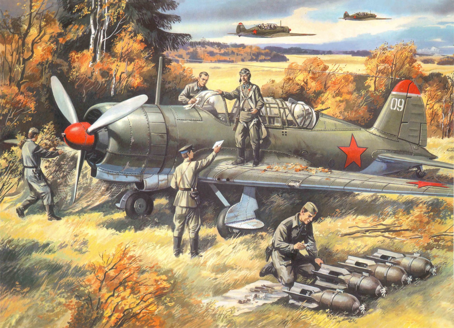 art plane su-2 soviet short-range scout and lightweight bomber air force soviet union autumn training to departure bob ww2