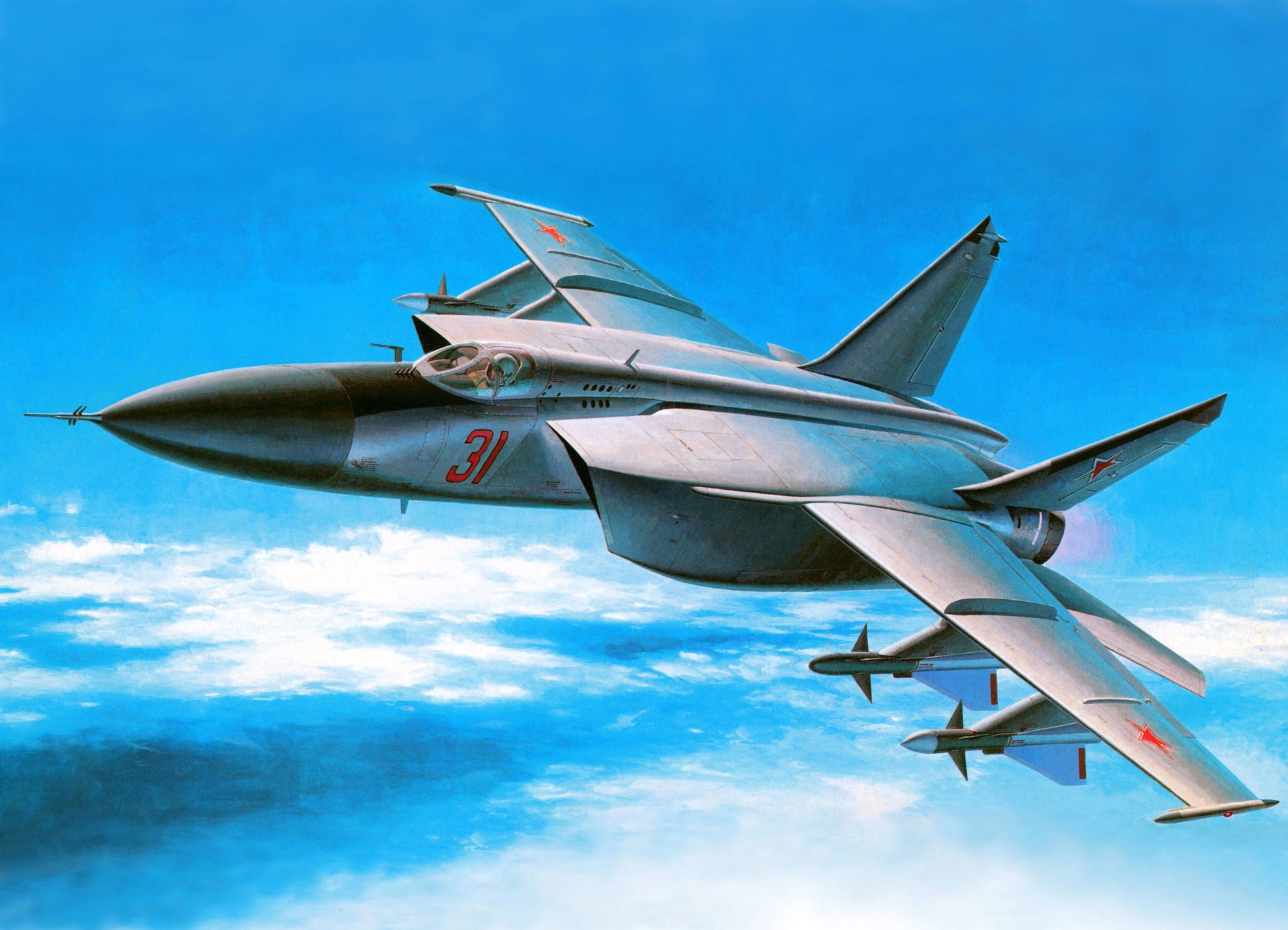 art sky mig-25 foxbat foksbet soviet supersonic high-altitude fighter-interceptor 3rd generation picture