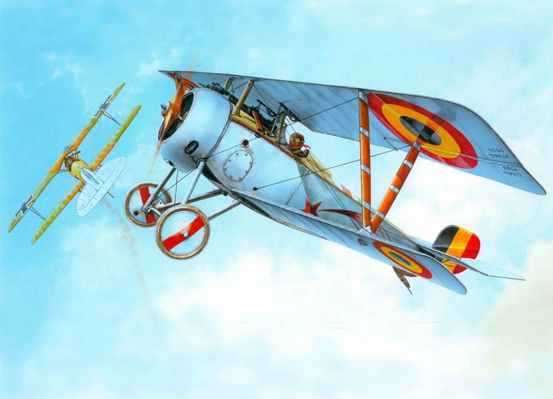 арт самолет nieuport ni-23 французский истребитель фирмы nieuport делаж участвовал во времена первая мировая первая мировая война