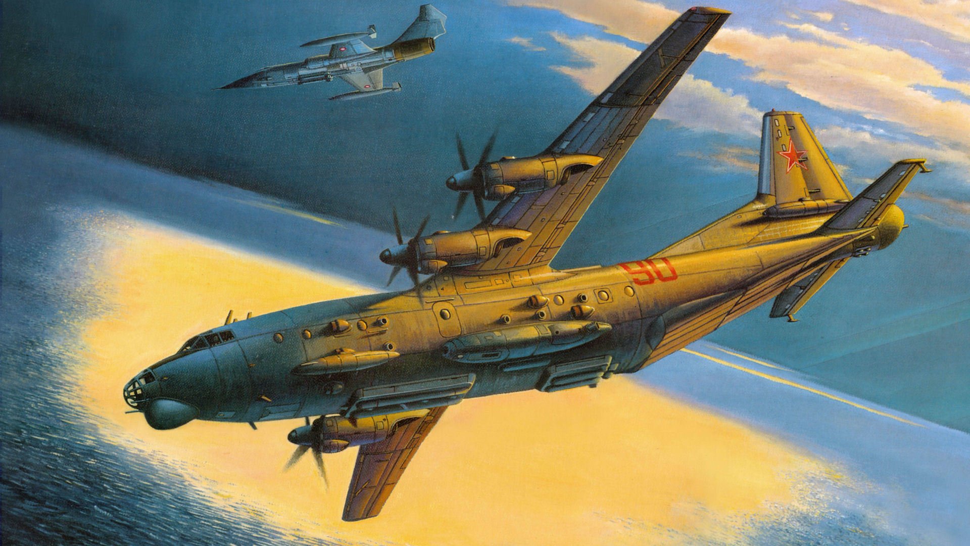 an-12bk-pps bloqueadores lockheed f-104 caza dibujo intercepción