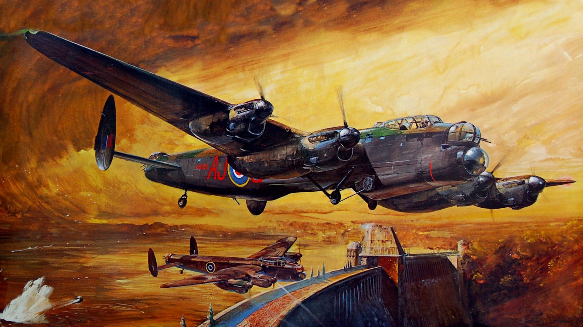 lancaster diga busters bombarders diga guerra operazione notte disegno