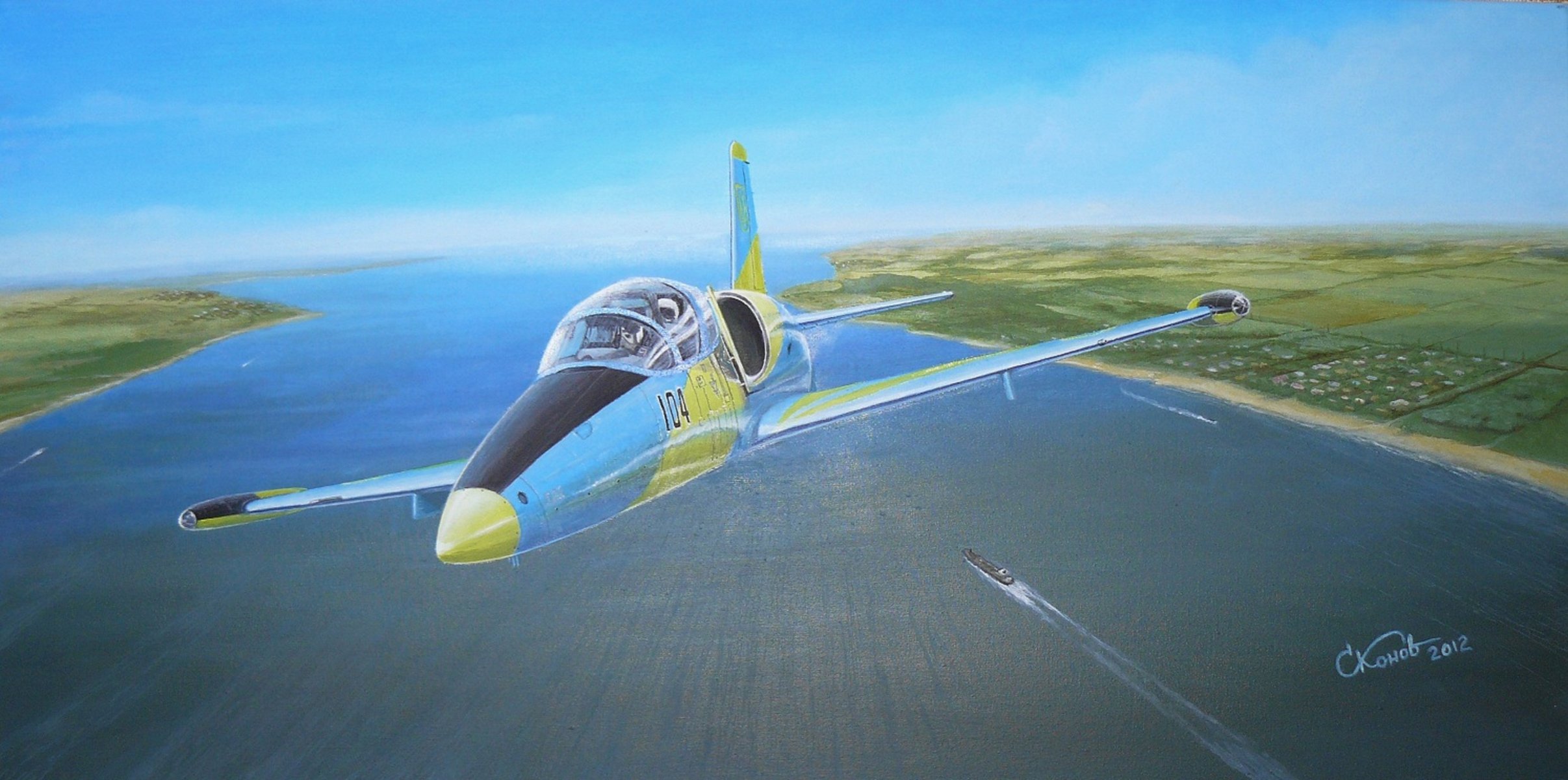 kunst himmel horizont aero l-39 albatros tschechoslowakisch lehrreich kampf flugzeug fluss ufer schiffe