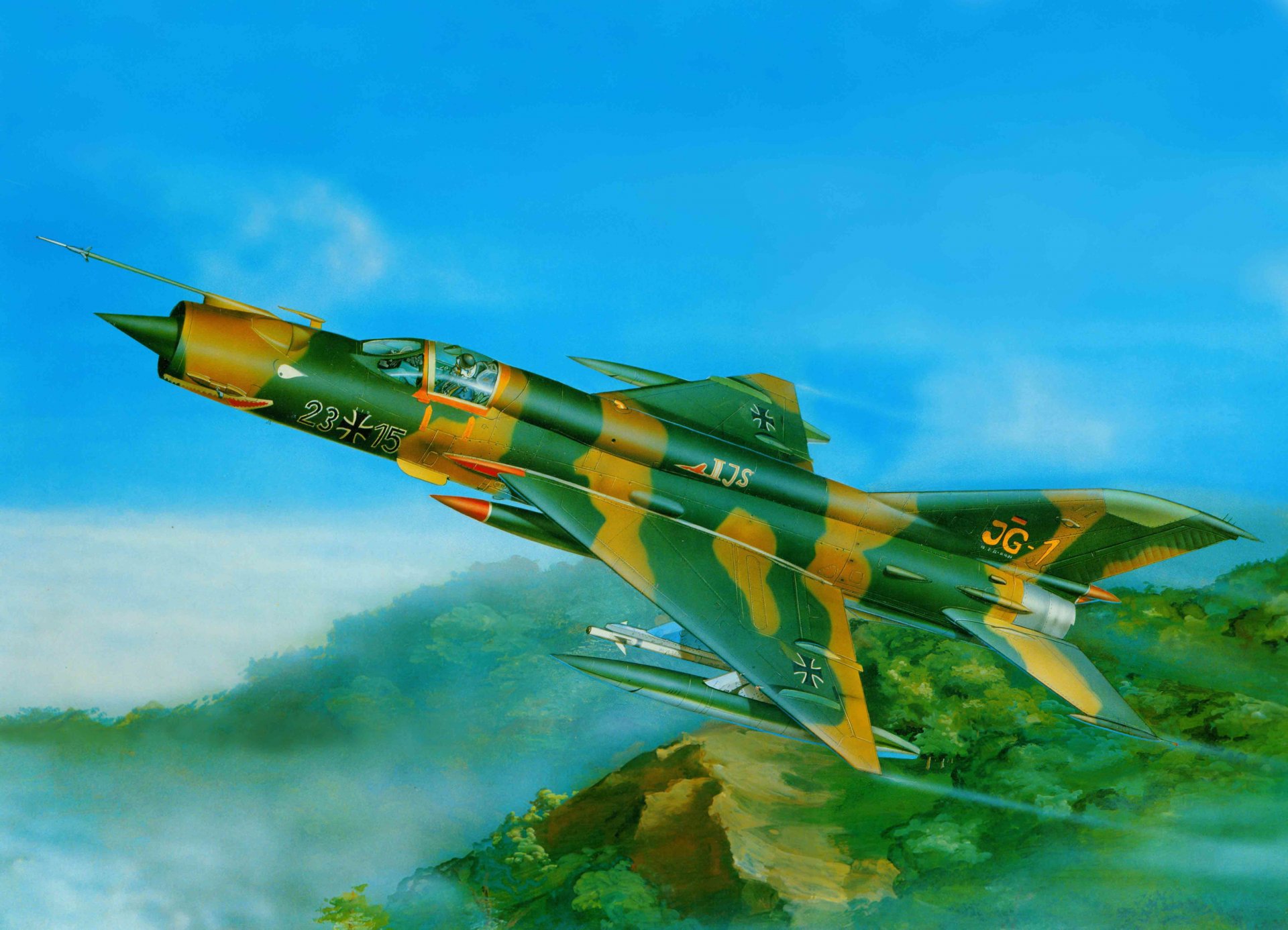 art aircraft mig-21mf mig-21mf soviet multi-purpose fighter developed by okb mikoyan and gurevich in mid 1950s g. ussr became the first aircraft kb mig with triangular wing mig-21 was in service used by the air force more than countries