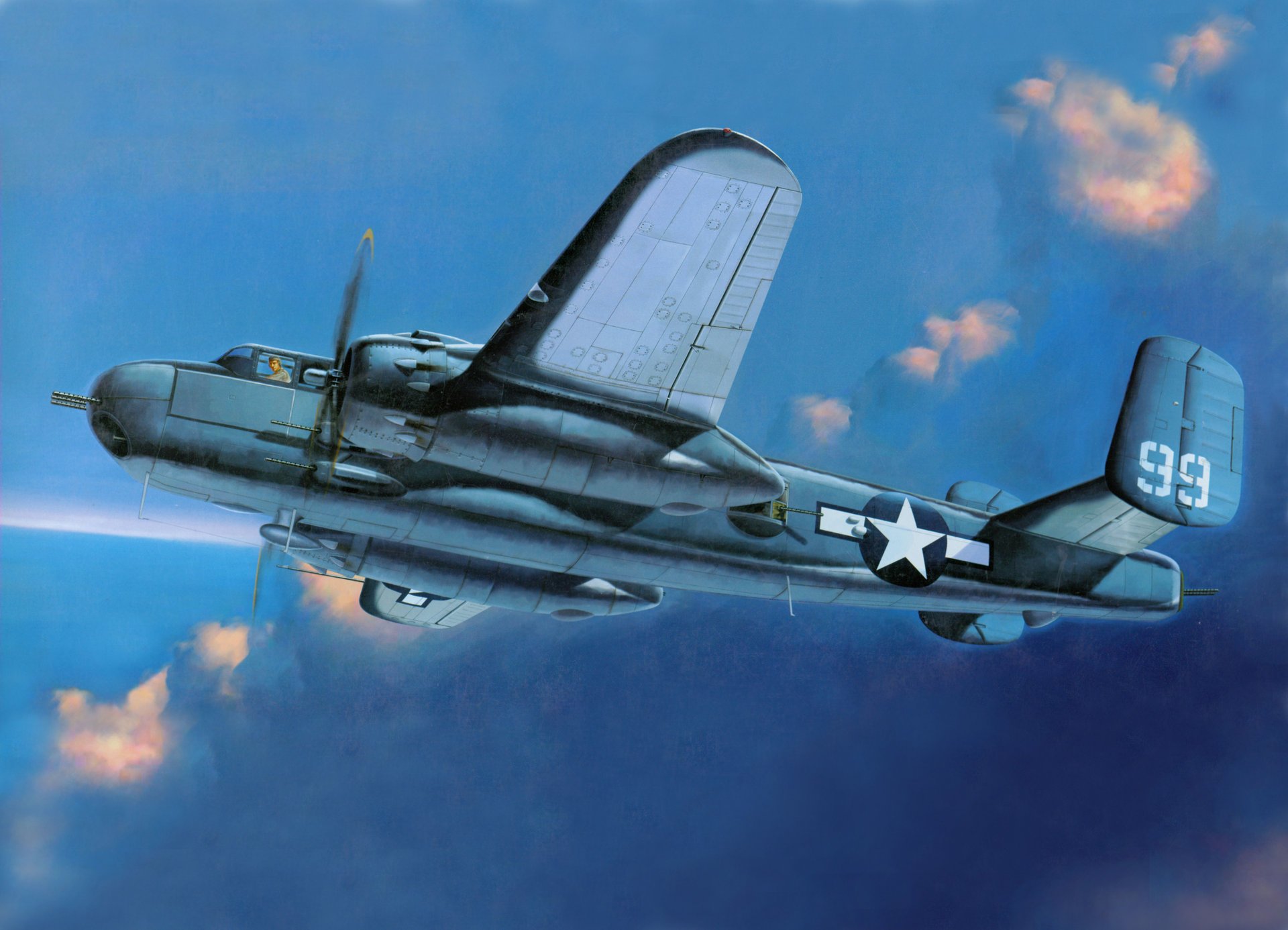 art sky north american b-25 mitchell eng.north american b-25 mitchell américain bimoteur tout en métal cinq places bombardier moyen rayon action ww2 figure