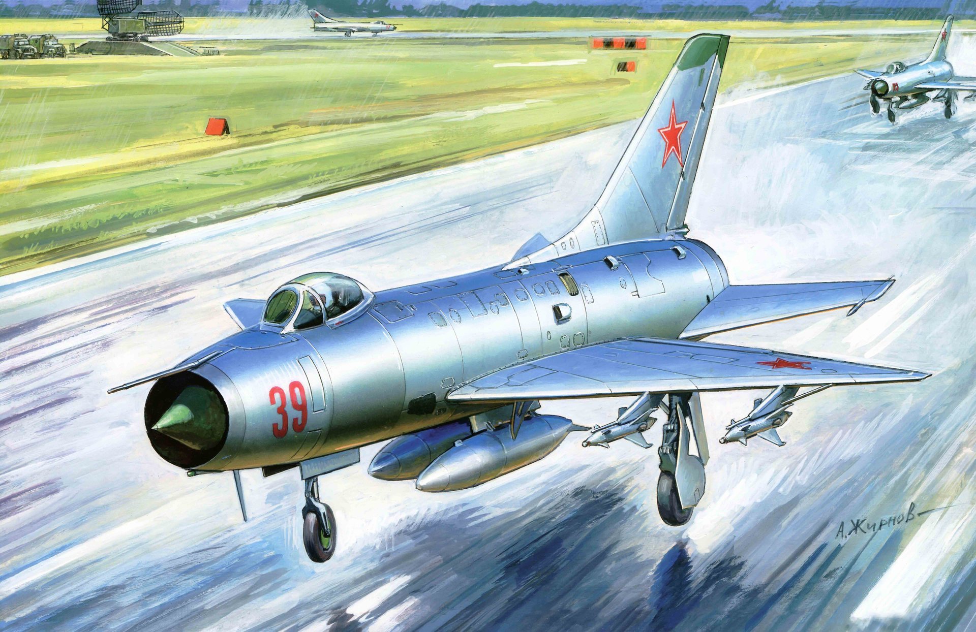 artistico aereo su-9 sovietico monomotore per tutte le stagioni caccia intercettore il primo domestico con un ala triangolare e nel mondo creato come parte integrante di un singolo complesso di intercettazione