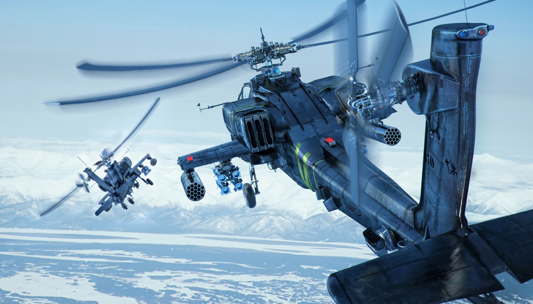 ciel boeing ah-64d apache arc choc combat hélicoptères terre montagnes neige