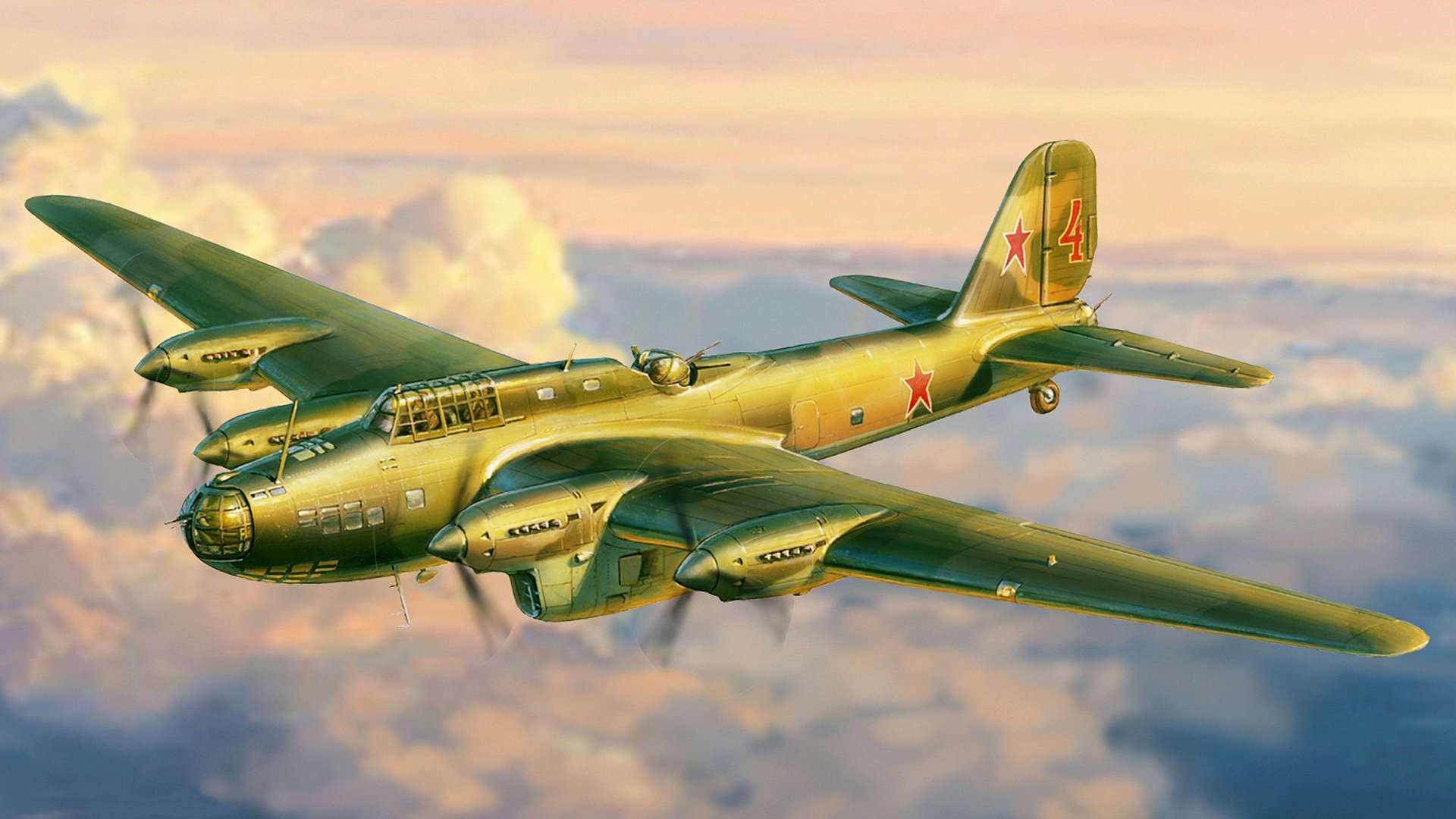 art plane pe-8 soviet bomber far activities bob ww2