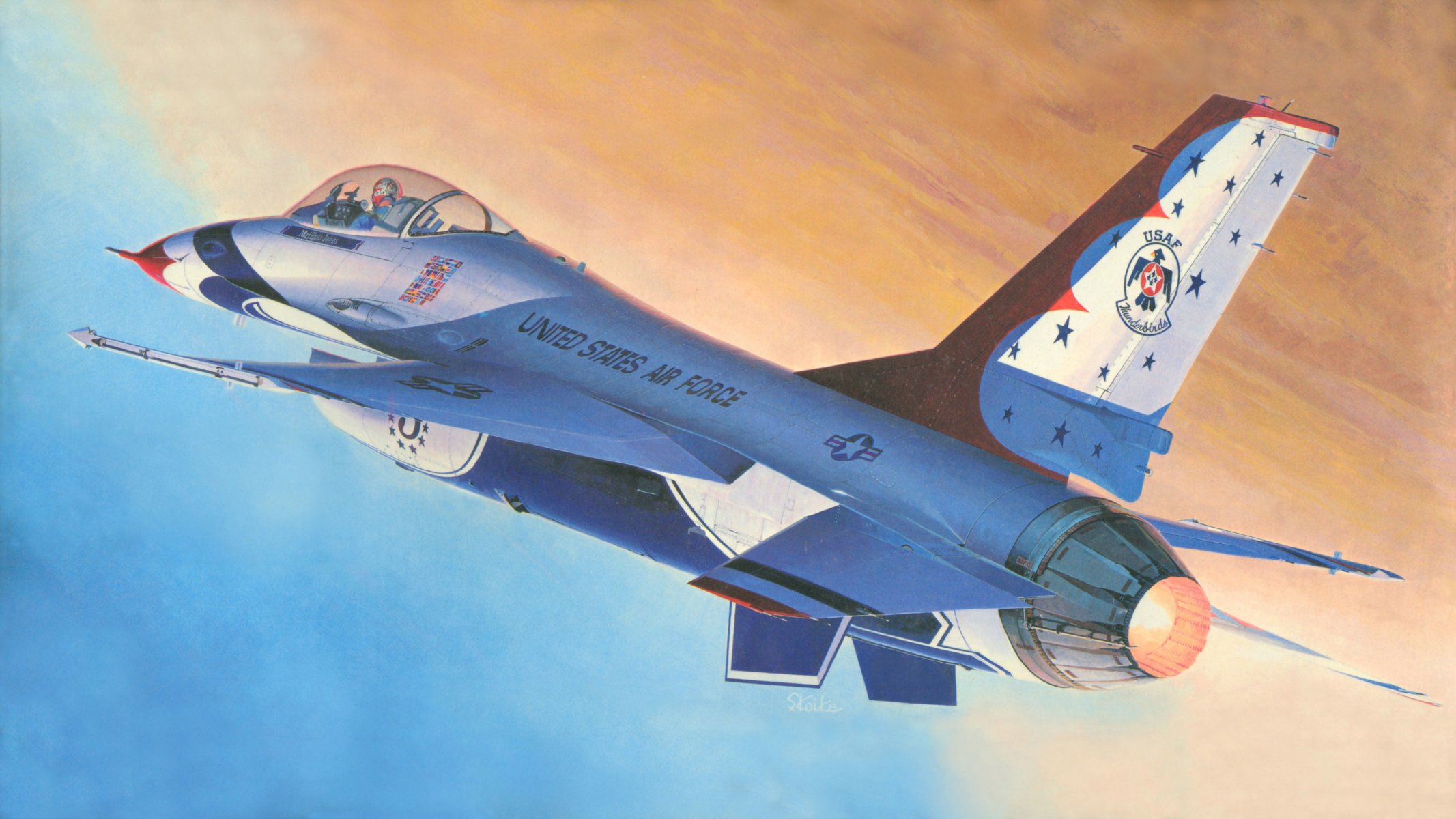 kunst flugzeug f-16 fighting falcon amerikanisch multifunktional leicht kämpfer generationen entworfen firma insgesamt dynamisch