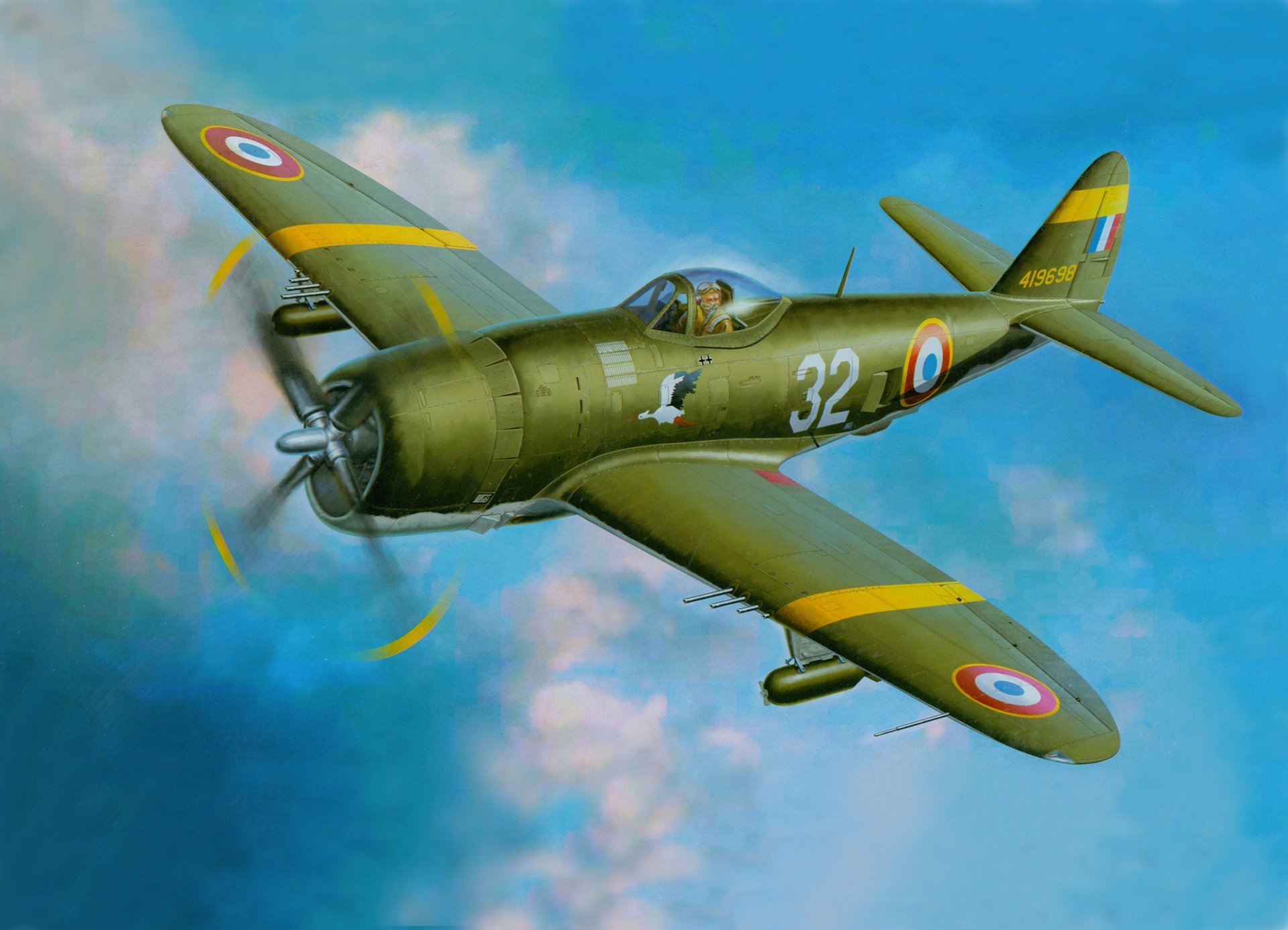 art sky plane ripablik the p-47 thunderbolt republic p-47 thunderbolt fighter-bomber attack ww2 picture