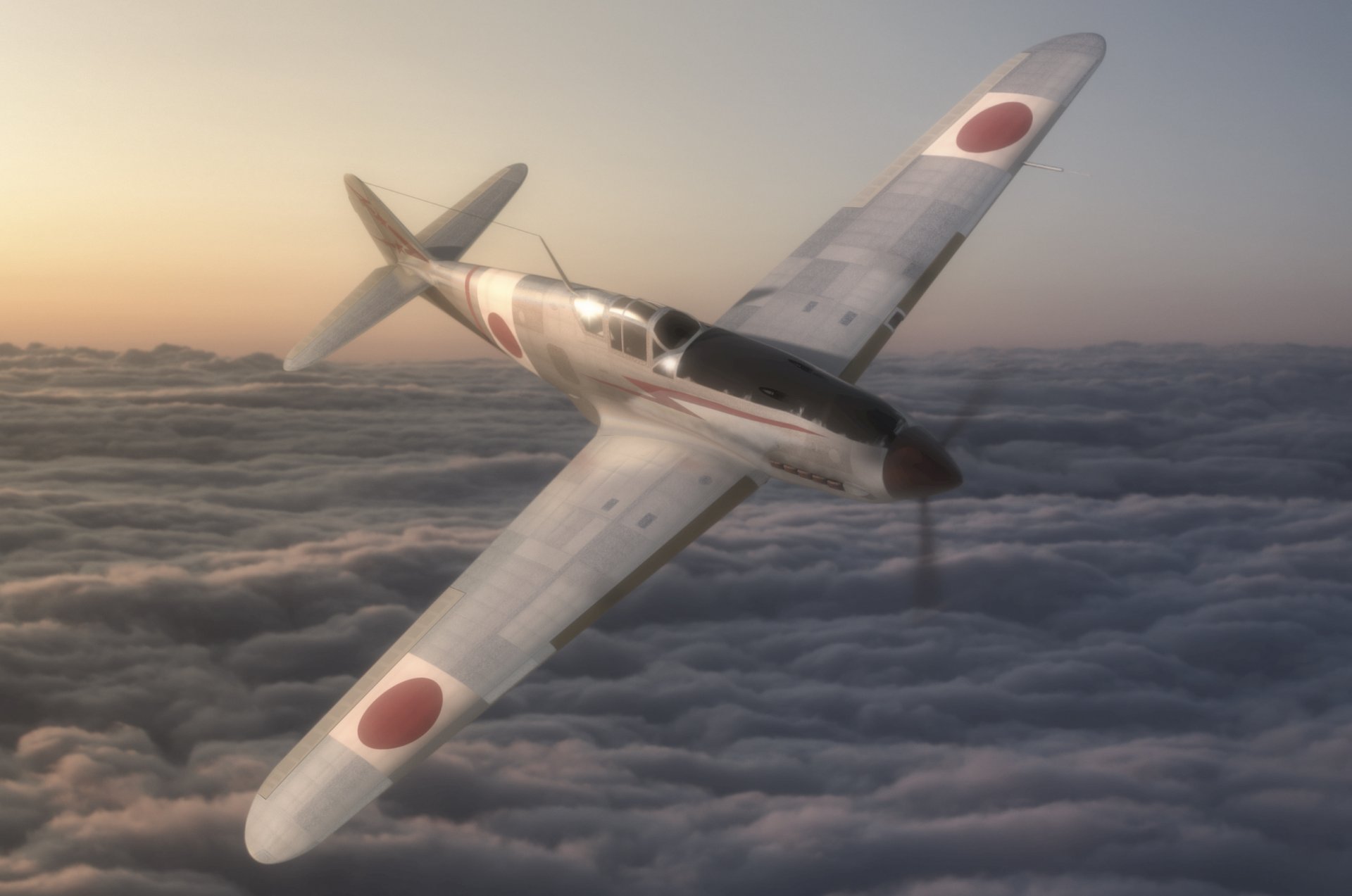 arte cielo kawasaki ki-61 hien golondrina japonés ejército luchador ww2 gráficos 3d