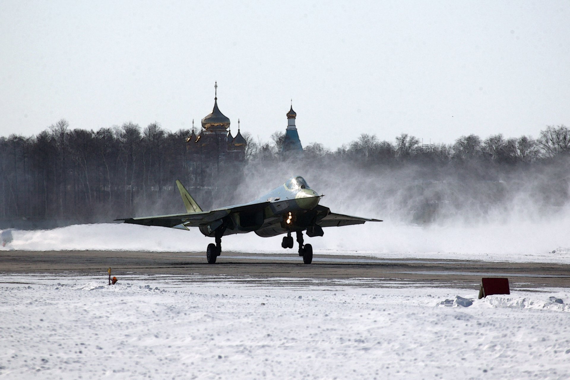 pak-fa of 50 plane aviation air force russia multi-purpose fighter fifth generation off picture snow winter