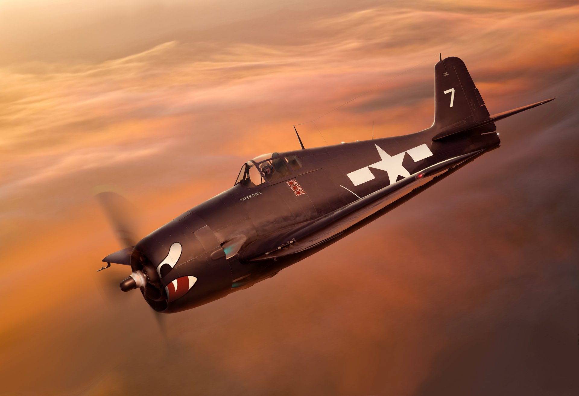 арт самолет грумман f6f-3 hellcat хеллкэт палубный истребитель ввс сша ww2