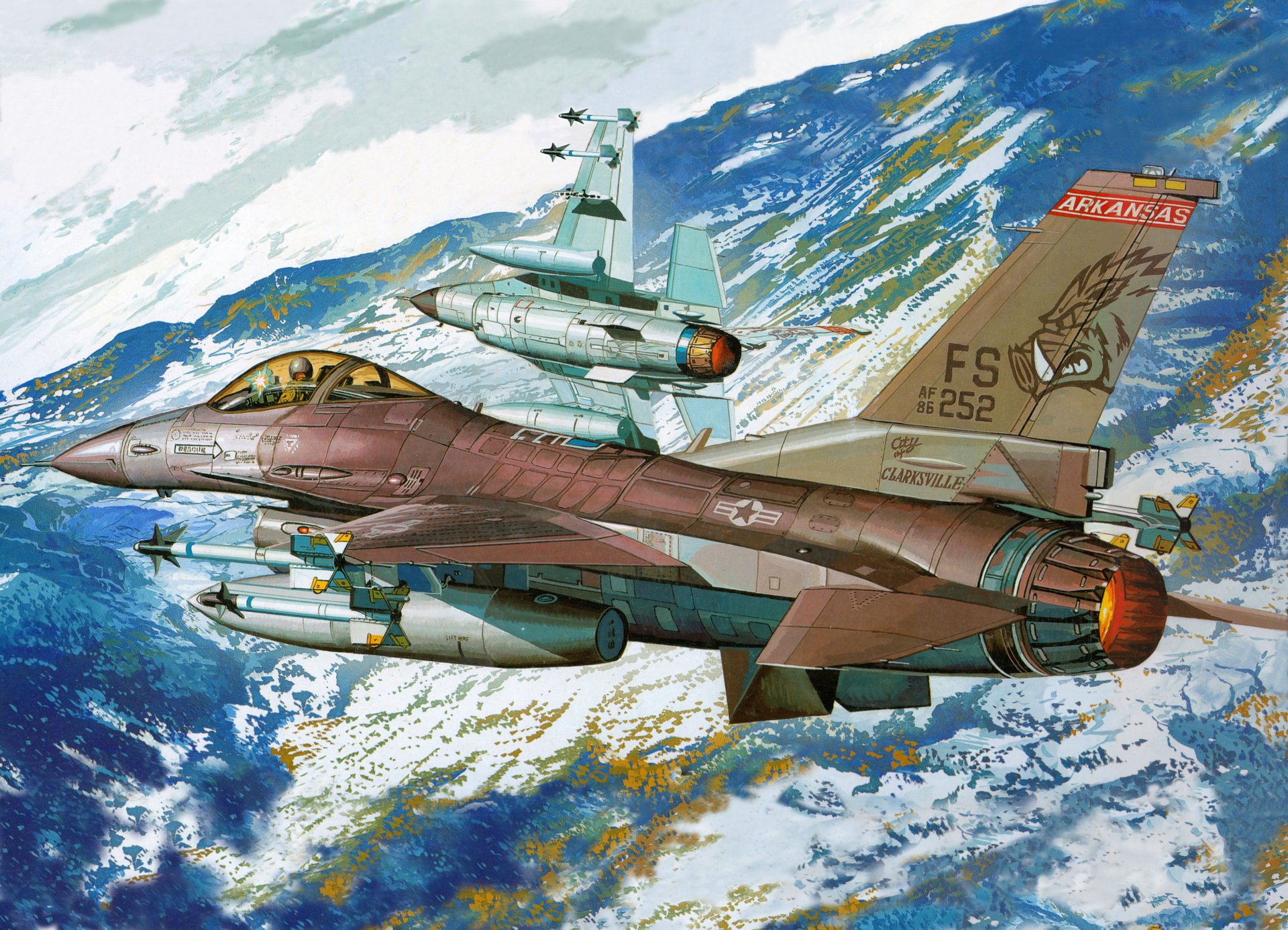 f-16 f-16 fighter plane aviation air force mountain art