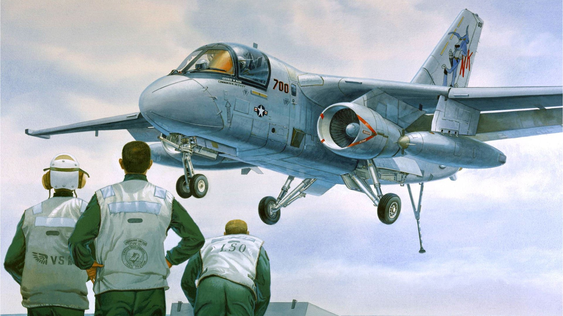 lockheed s-3 viking deck asw plane planting