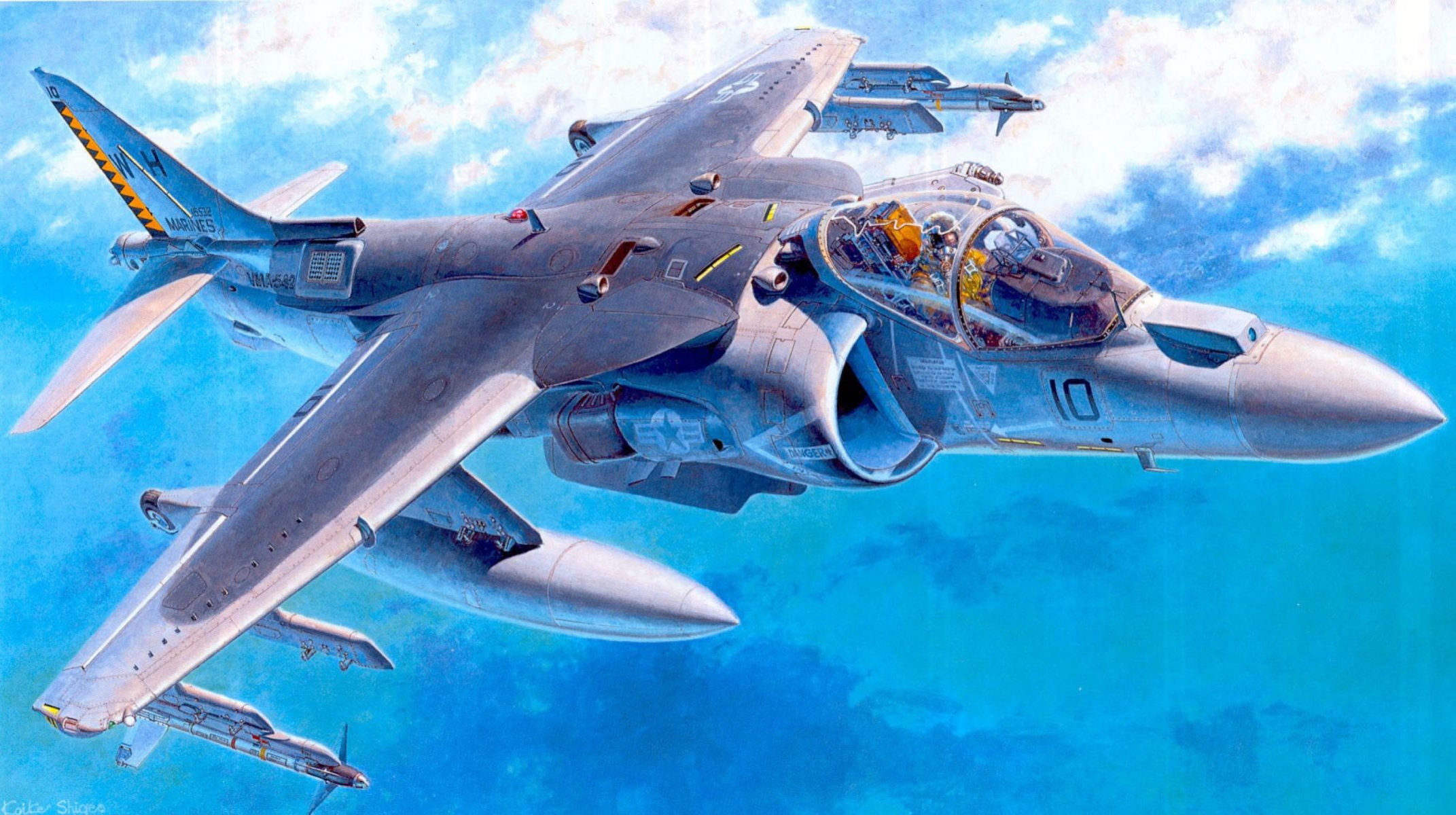 kunst macdonnell douglas av-8b harrier ii amerikanisch stormtrooper vertikal start und landung zeichnung