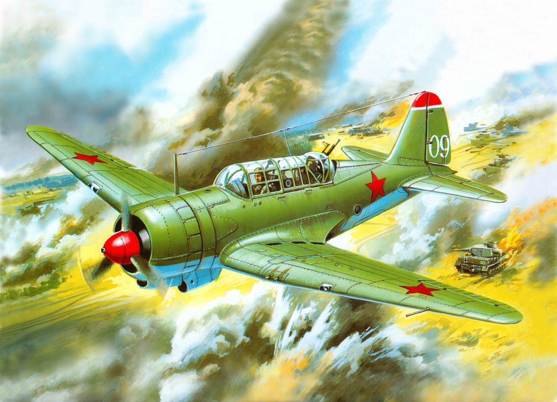 kunst flugzeug su-2 sowjetisch nahkampf scout und leicht bomber konstruktionen p.o. trocken luftwaffe udssr wwii ww2