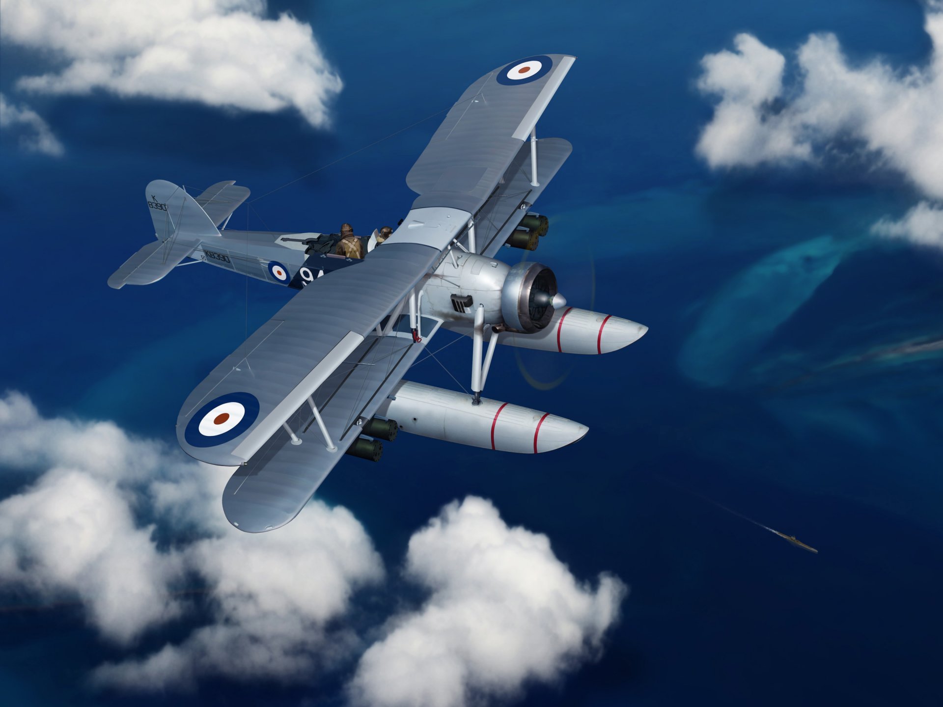 art plane seaplane fairey swordfish uk torpedo bomber ww2