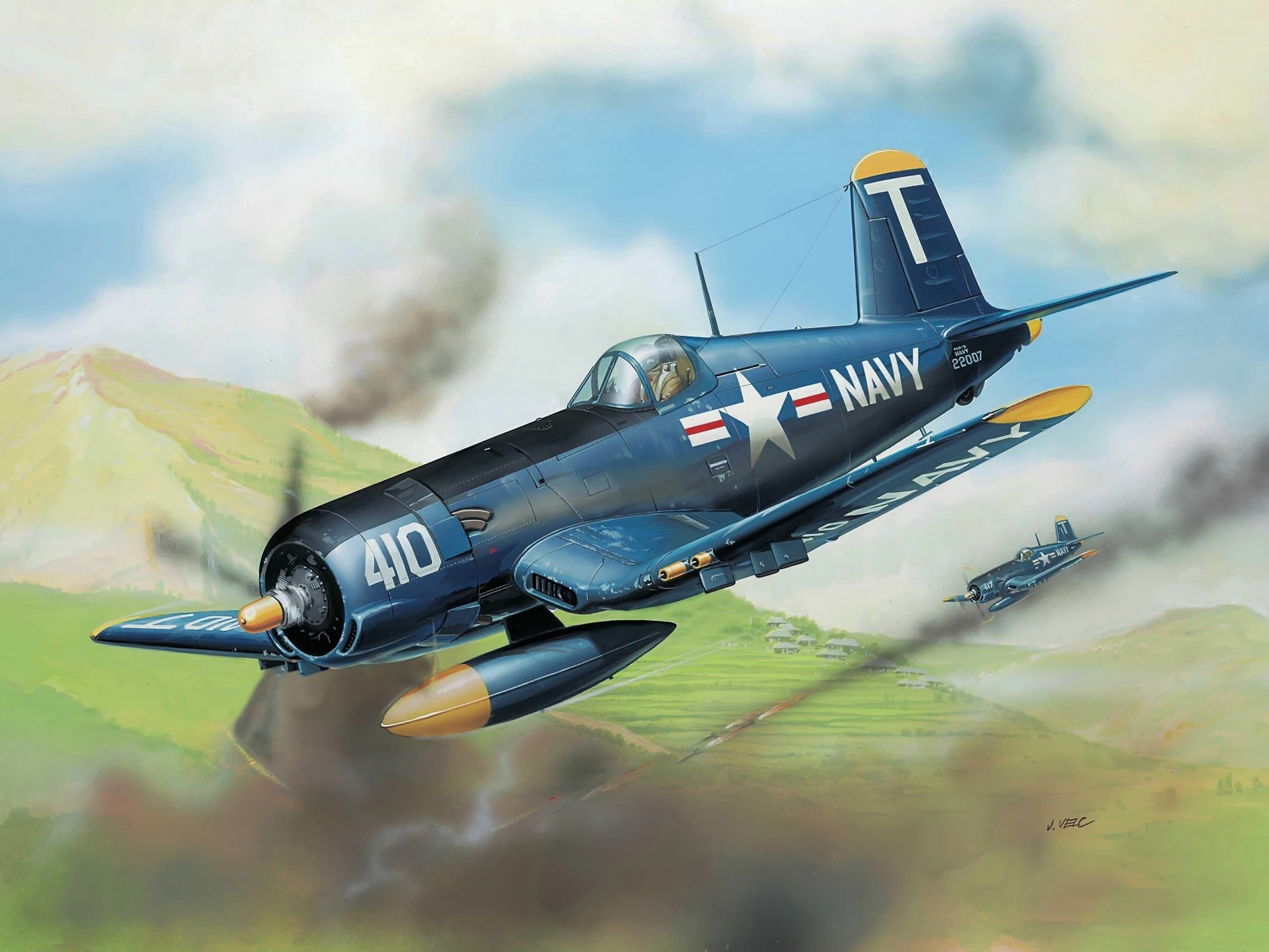 art avion f4u-5 corsaire pont combattant us air force ww2