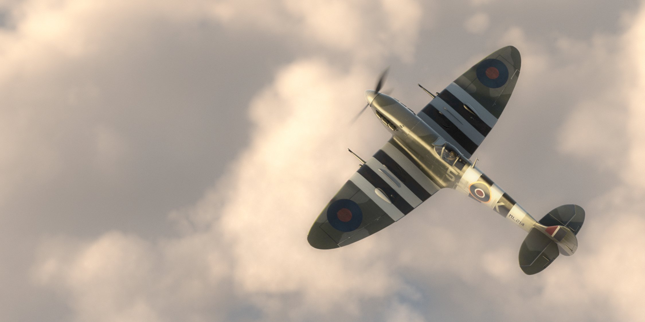 arte aereo supermarine spitfire inglese combattente ww2 grafica 3d