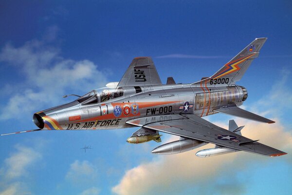 Avión de combate supersónico estadounidense en el cielo