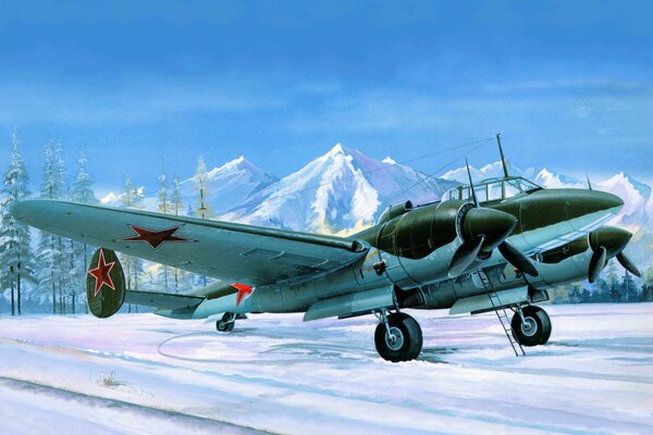 Soviet dive bomber, PE-2m aircraft, nicknamed Pawn